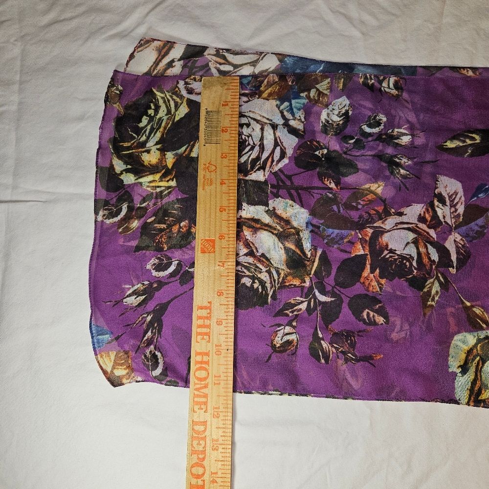 Sheer Purple Floral Scarf - Picture 3 of 7